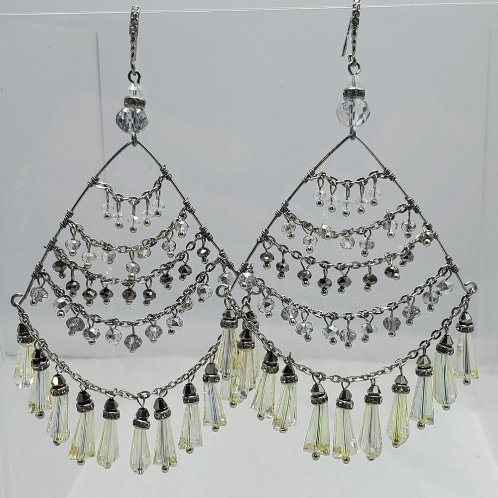 ALI KHAN silver waterfall chandelier earring